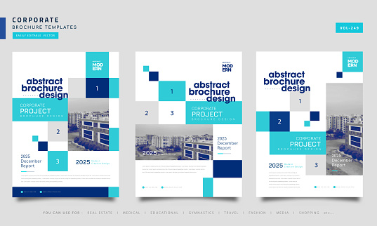 Flyer brochure design template set business cover geometric theme