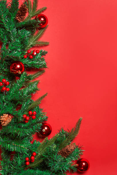 istock Christmas background with fir branches and festive decorations 1336068513
