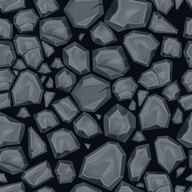 ilustrações de stock, clip art, desenhos animados e ícones de stone vector seamless pattern, cracked rock top view background, nature game tile, gray boulder. - granite block backgrounds gray