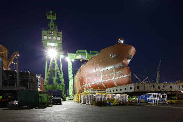 shipbuilding and shipyard stock photo