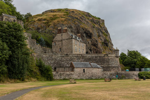 Dumbarton Rock And Castle. Dumbarton castle ancient rock volcano mountain island Dunbartonshire Scotland dumbarton castle stock pictures, royalty-free photos & images