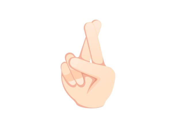 illustrazioni stock, clip art, cartoni animati e icone di tendenza di icona delle dita incrociate. illustrazione vettoriale emoji gesto mano - fingers crossed liar dishonesty truth