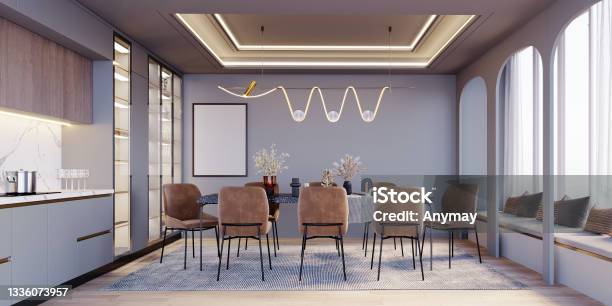 Dining Room And Bar Stock Photo - Download Image Now - Dining Room, Modern, Multi Colored