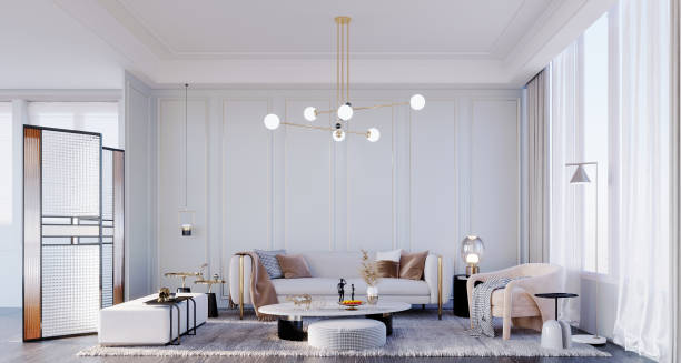 istock Living room covered in white tones. 1336074178