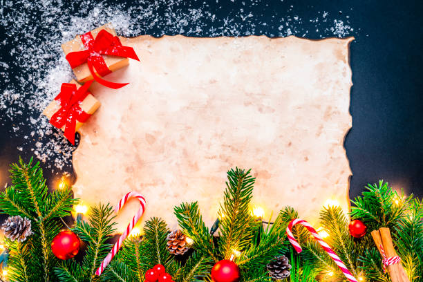 istock Christmas blank parchment with decoration background. 1336076988