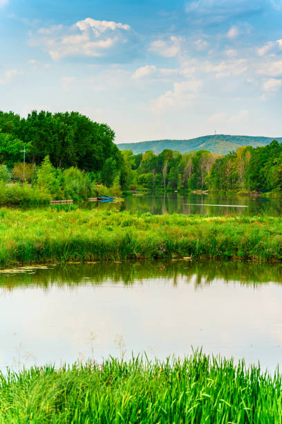 istock Beautiful landscape with a lake surrounded by trees. Russian nature. 1336077132