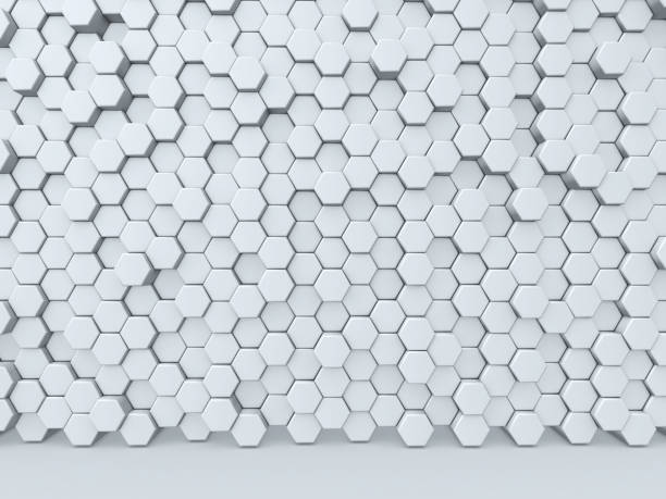 istock 3D abstract background with a wall of extruding hexagons 1336077497