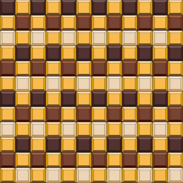 Vector illustration of Seamless pattern made of chocolate cubes, sweets.