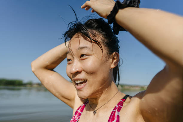 istock Preparations for lake swimming 1336079530
