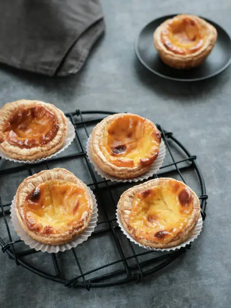 Portuguese eggtart or Egg tart, traditional Portuguese dessert. Selective focus image.