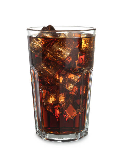istock Tasty cola with ice cubes isolated on white 1336079866