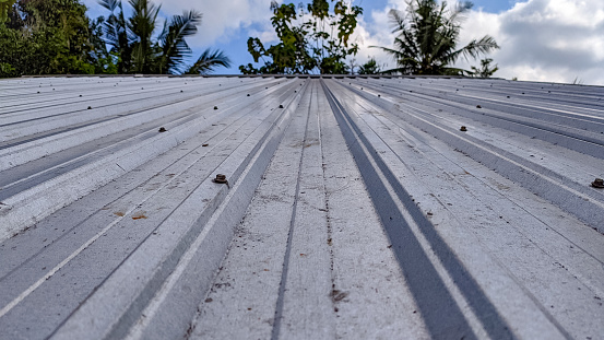 Modern roof of mild steel seen from the side