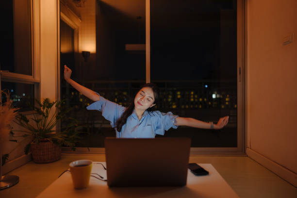 istock Tired woman twisting lazy 1336081041