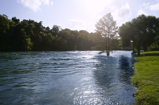 Blue river landscape near San Antonio Texas, nature