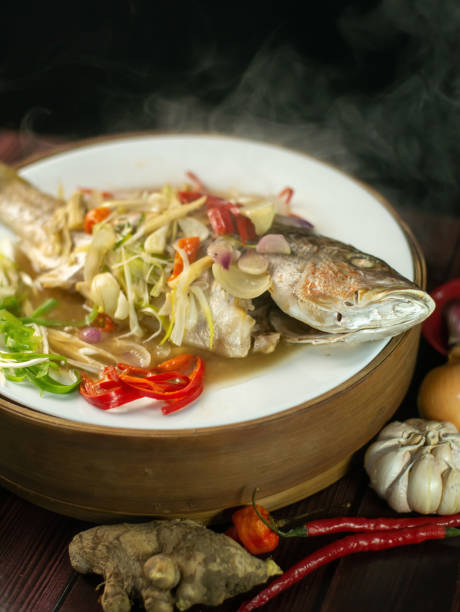 Steamed fish on a plate