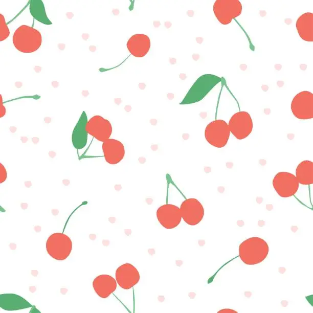 Vector illustration of Abstract cherries on a white background. Seamless pattern.