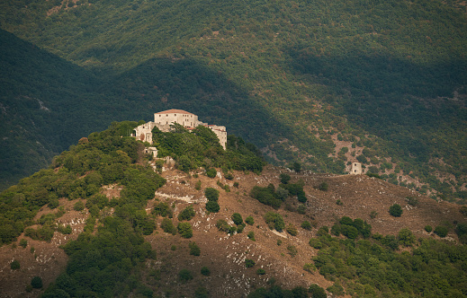 Castel di Tora, Lazio Italy - August 23, 2021  Monte di Tora Province of Rieti