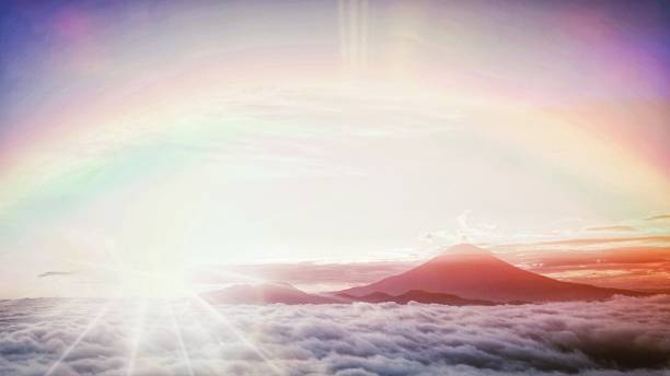 istock Illustration of Mt. Fuji with a rainbow 1336091835