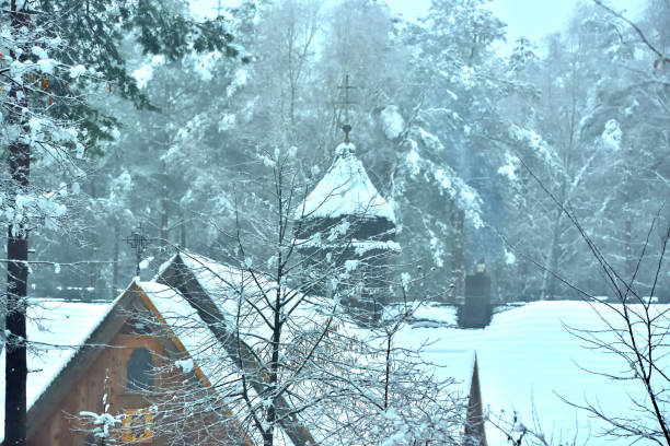 istock wooden temple in winter 1336093014