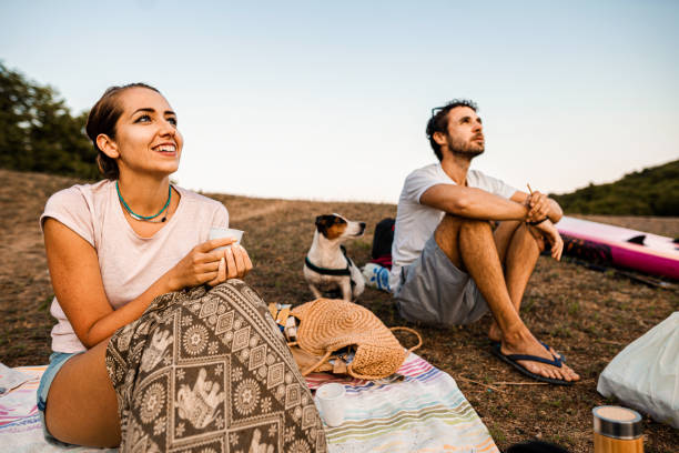istock Caucasian Couple are relaxing on the beach 1336093571