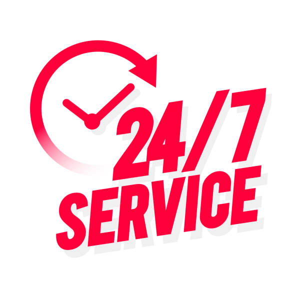 Vector Illustration 24 7 Service Icon Vector Illustration 24 7 Service Icon 24 hrs stock illustrations
