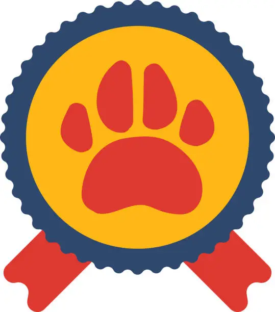 Vector illustration of Paw on medal dog competition badge sticker vector