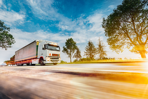 Truck Lorry in motion Transport on motorway in United Kingdom