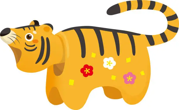 Vector illustration of Japanese traditional craft, papier-mache tiger