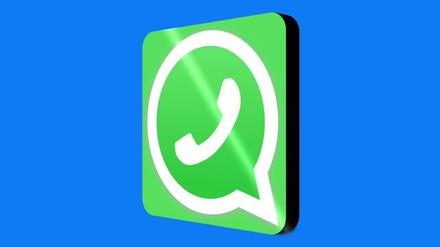 Junagadh-Gujarat-India 23 August 2021 Loopable animated WhatsApp logo rotating in alpha channel UHD resolution.