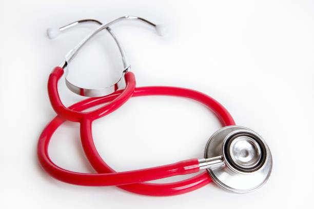 istock Medical equipment tools red stethoscope 1336102842