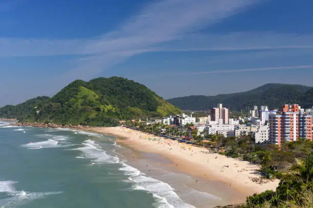 Tombo beach in the city of Guarujá on the southeast coast of Brazil