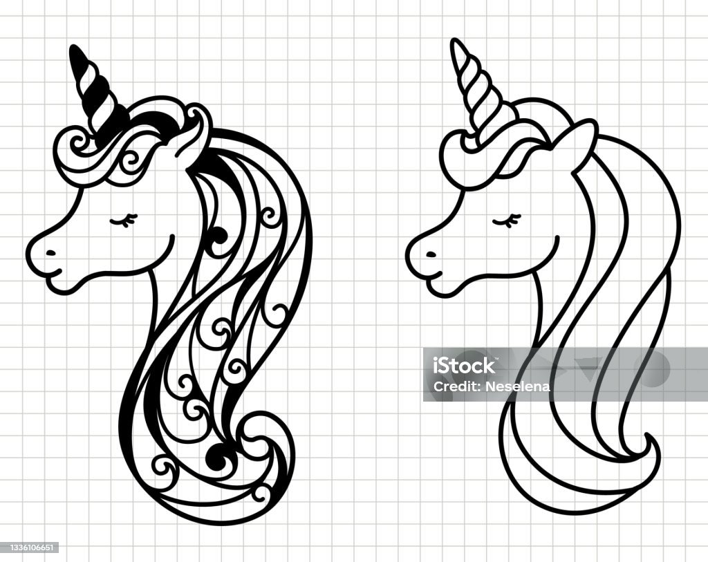 Unicorn Mặt Đầu Phim Hoạt Hình Clip Art Hình Bóng Vector Minh Họa ...
