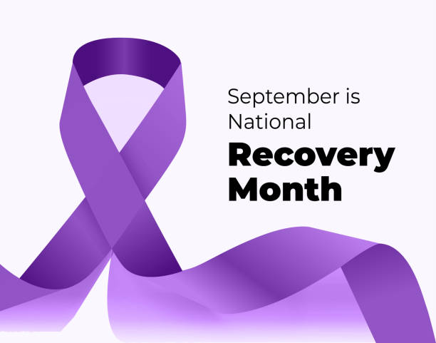 september ist der national recovery month. vektorillustration mit menüband - monat stock-grafiken, -clipart, -cartoons und -symbole