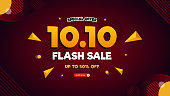 istock 10.10 Flash Sale banner template with red gradient background, Special offer up to 50% off 1336107612