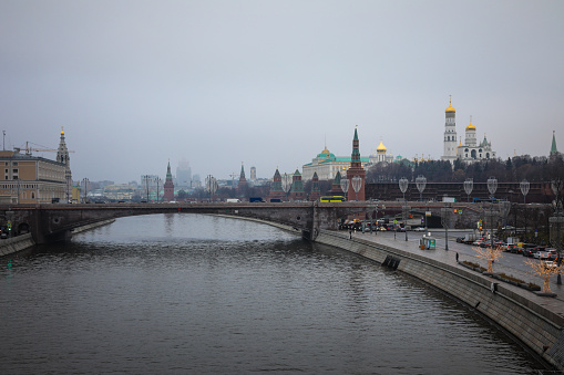 Moscow city center aerial view