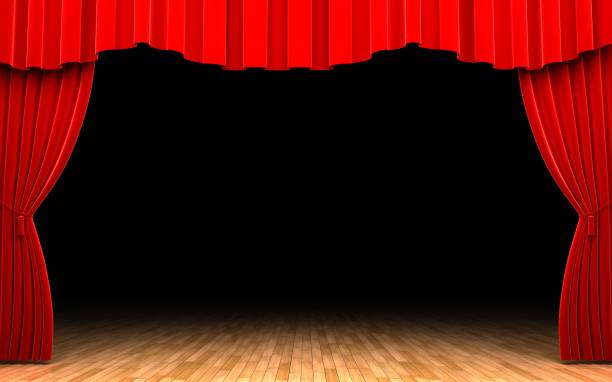istock Red velvet curtain opening scene 133611350