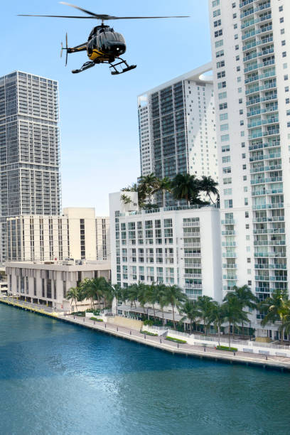 istock Helicopter flying to Miami. 1336120553