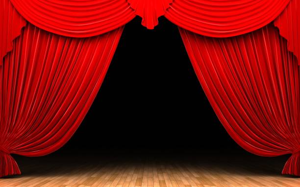 istock Red velvet curtain opening scene 133612057