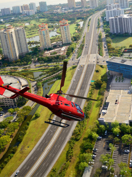 istock Helicopter flying to Miami. 1336121196