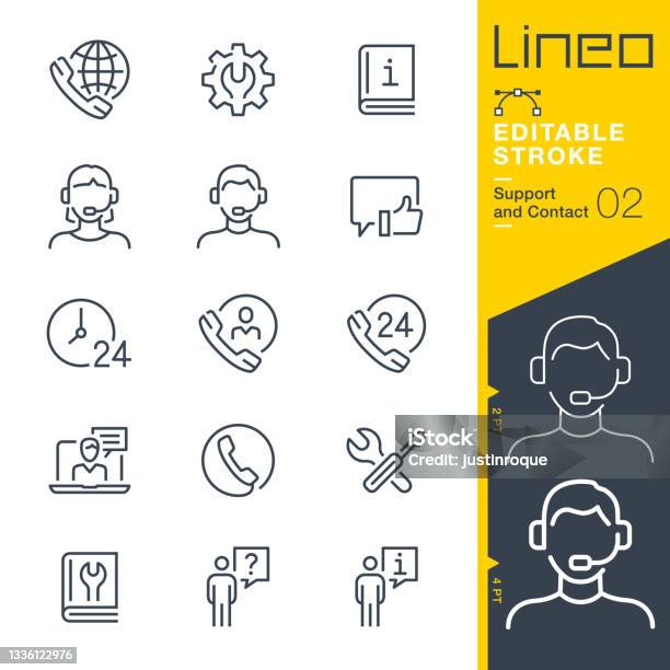 Lineo Editable Stroke Kontakt Und Supportliniensymbole Stock Vektor Art und mehr Bilder von Icon