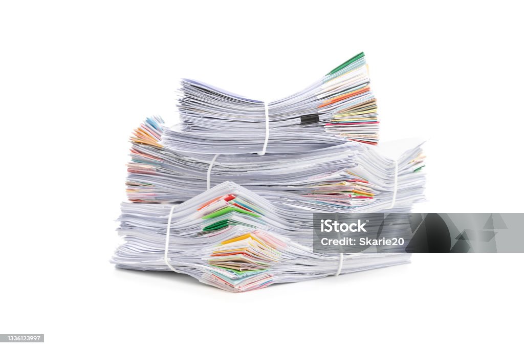 Document Stack Isolated Stack Of Documents Isolated On White Background Stock Photo - Download ...