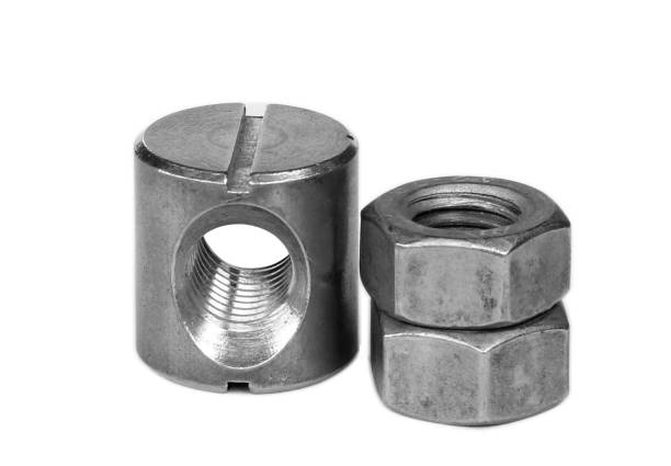 istock Metal nut with metric thread over white background 1336124022