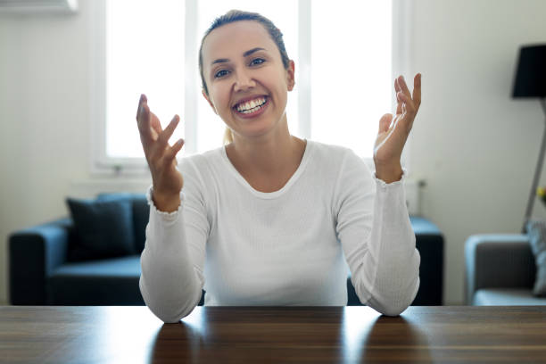 istock Woman talking during video call 1336126060