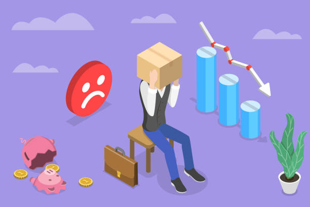 3D Isometric Flat Vector Conceptual Illustration of Business Frustration 3D Isometric Flat Vector Conceptual Illustration of Business Frustration, Depressed Businessman is on the Brink of Collapse sabotage icon stock illustrations