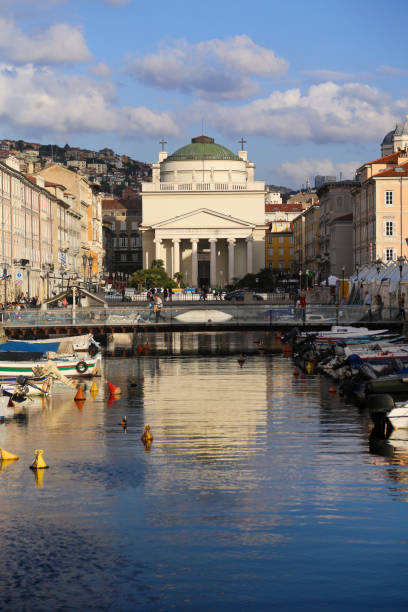 Chiesa di Sant'Antonio Nuovo and Canal Grande in Trieste. Italy