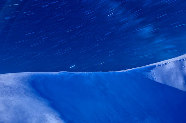 istock night sky over the snow capped mountain. 1336133194