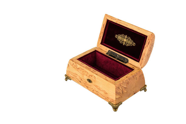 istock Open wooden jewelry box with velvet lining 1336134557