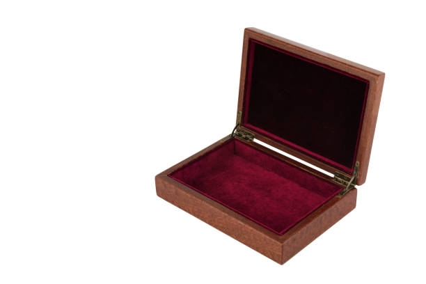 istock Open wooden jewelry box with velvet lining 1336134575