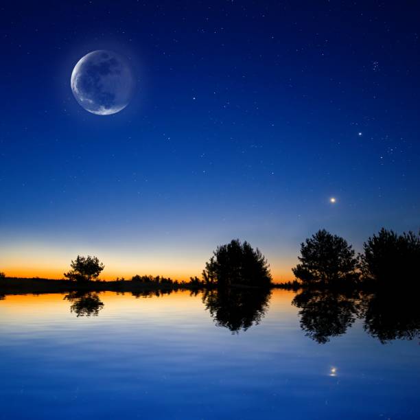 istock night sky scene reflected in a lake 1336134783