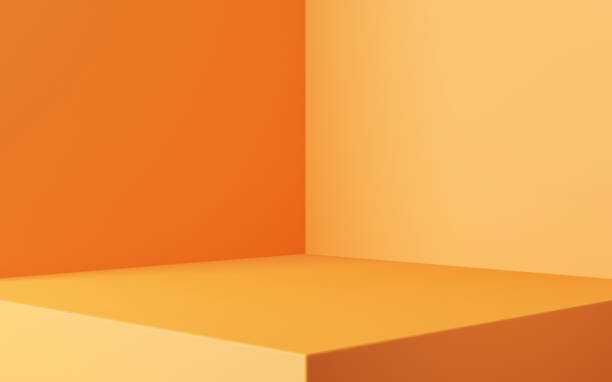 istock Orange podium and minimal abstract background for Halloween 1336136270